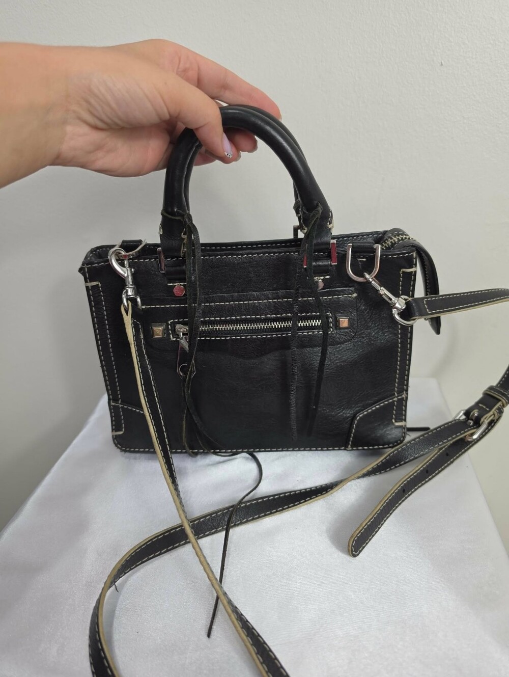 Rebecca Minkoff Black Leather Fringe Boho Crossbody Bag Going Out